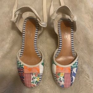COACH tie up multicolor wedges